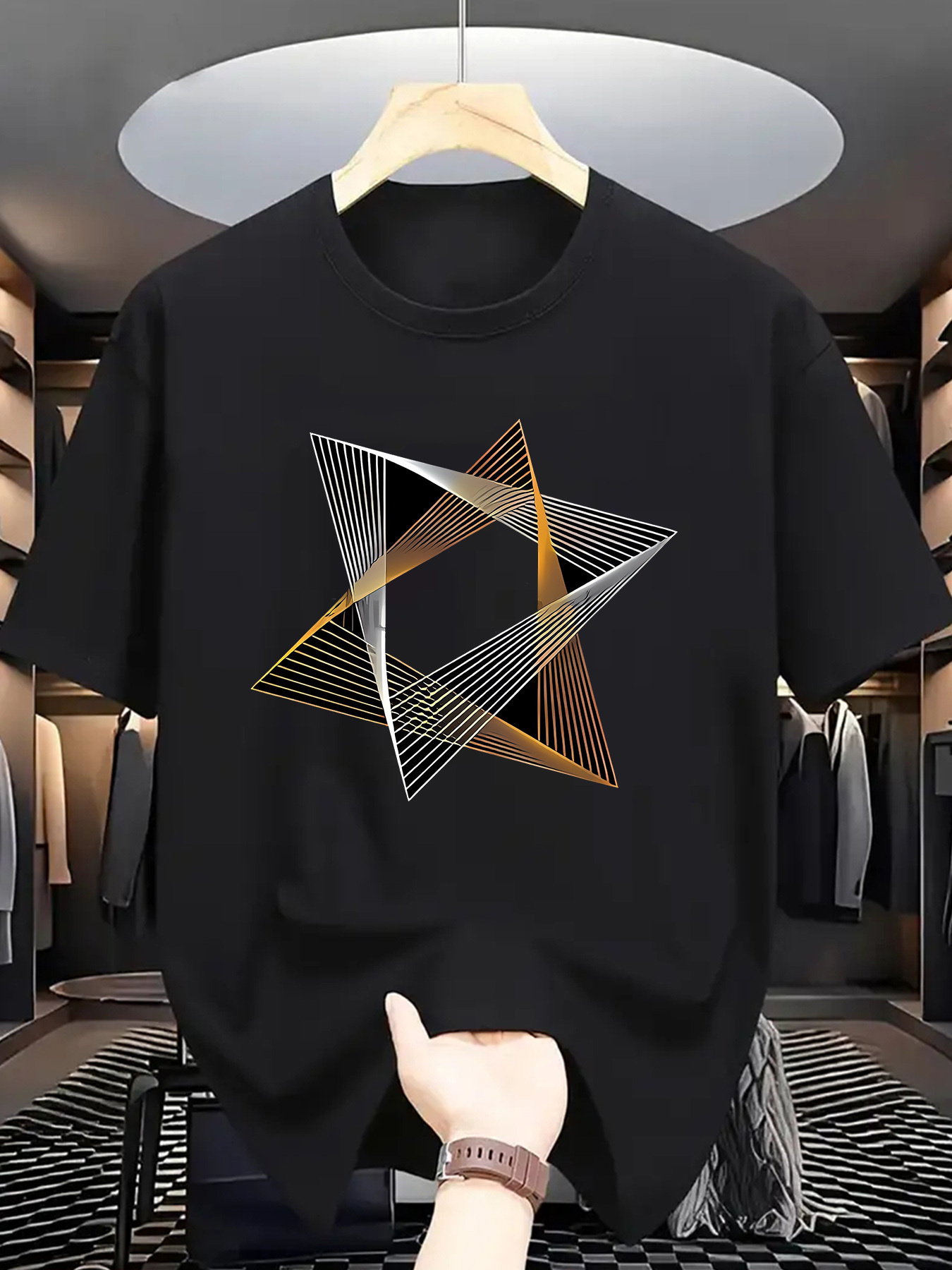 Tee Graphic Print - Men's Fashion Graphic Short-Sleeve Letter Print