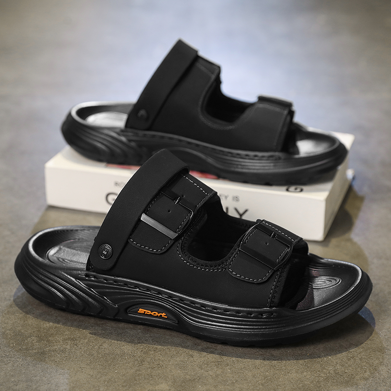 Platform Leather Male Slippers - Flip Flop Leather Men ulasan dan harga