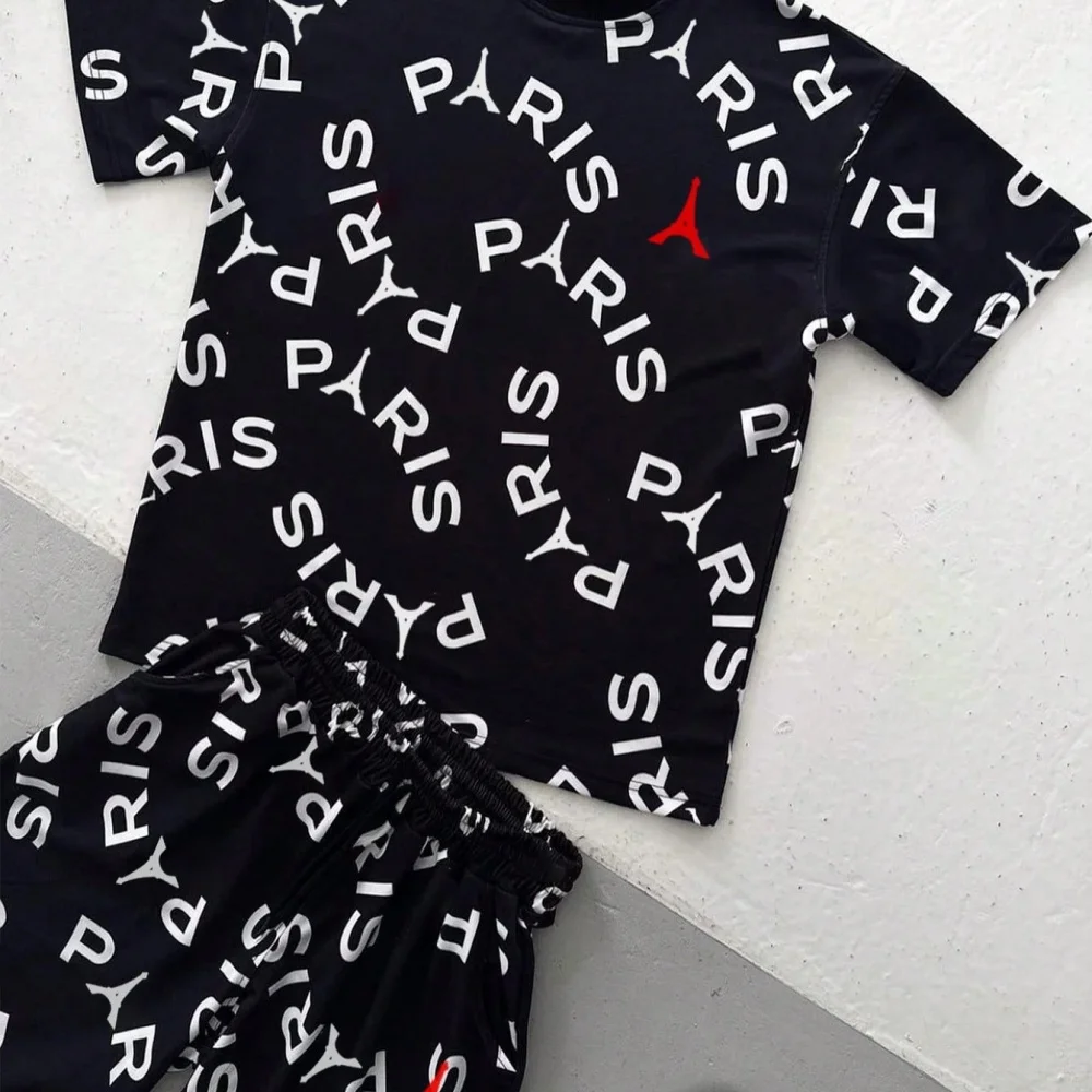Men Letter Print Round Neck Sh - Tee Graphic Print ulasan dan harga