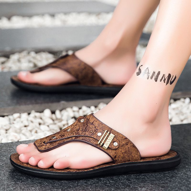 2026 New Men's Flip Flops Genu - Flip Flop Leather Men ulasan dan harga